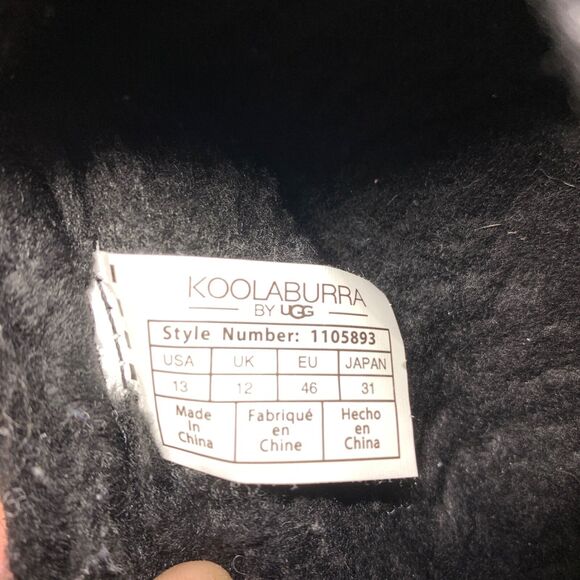 Koolaburra by UGG Men\'s Tipton Suede Slipper Size 13 M Black Faux Fur Slip On